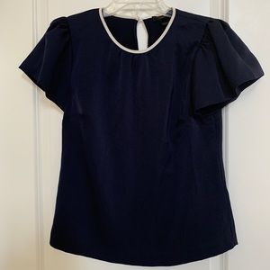 NWT JCREW Short Sleeve Navy Blouse (Size 2)